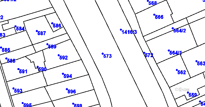 Parcela st. 573 v KÚ Dřevohostice, Katastrální mapa