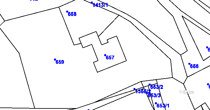 Parcela st. 657 v KÚ Dřevohostice, Katastrální mapa