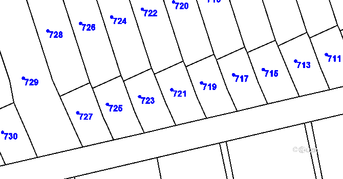 Parcela st. 721 v KÚ Dřevohostice, Katastrální mapa
