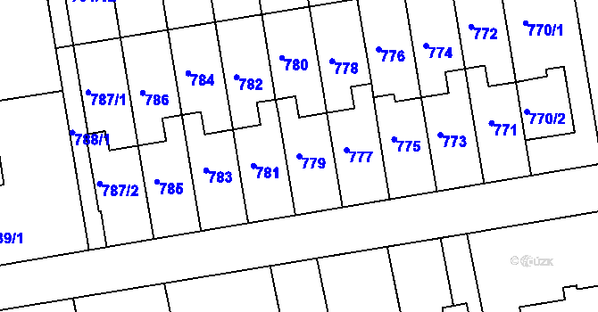Parcela st. 779 v KÚ Dřevohostice, Katastrální mapa