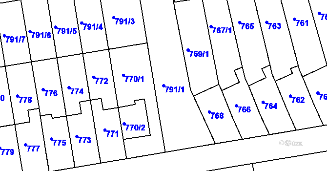 Parcela st. 791/1 v KÚ Dřevohostice, Katastrální mapa