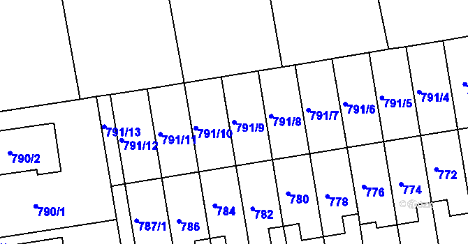 Parcela st. 791/9 v KÚ Dřevohostice, Katastrální mapa