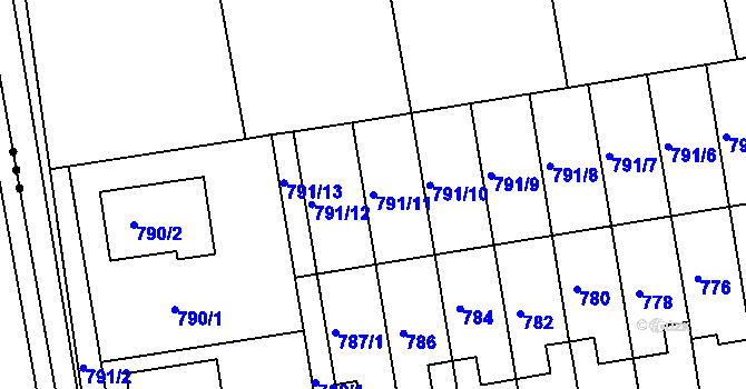 Parcela st. 791/11 v KÚ Dřevohostice, Katastrální mapa