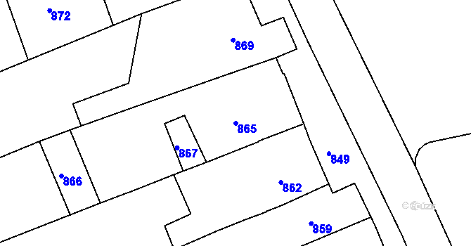 Parcela st. 865 v KÚ Dřevohostice, Katastrální mapa
