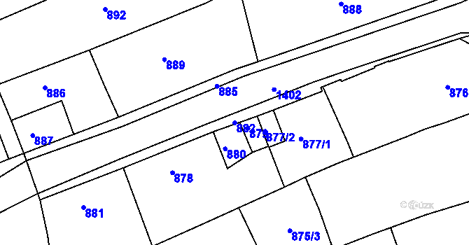 Parcela st. 882 v KÚ Dřevohostice, Katastrální mapa