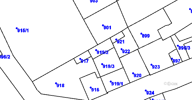 Parcela st. 919/2 v KÚ Dřevohostice, Katastrální mapa