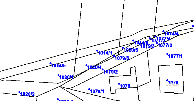 Parcela st. 1014/1 v KÚ Dřevohostice, Katastrální mapa