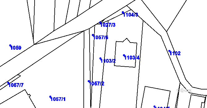 Parcela st. 1103/2 v KÚ Dřevohostice, Katastrální mapa