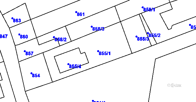 Parcela st. 855/1 v KÚ Dřevohostice, Katastrální mapa