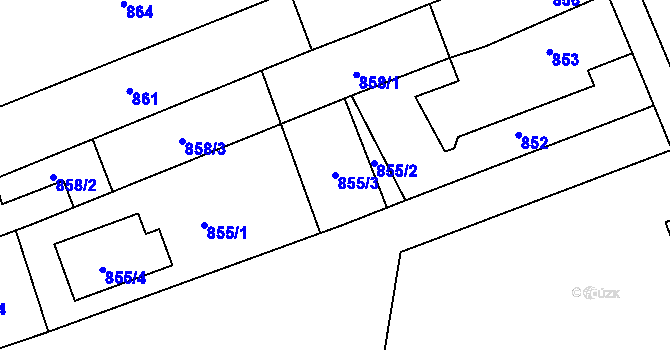 Parcela st. 855/3 v KÚ Dřevohostice, Katastrální mapa