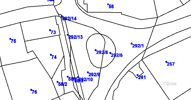 Parcela st. 292/8 v KÚ Nahošovice, Katastrální mapa