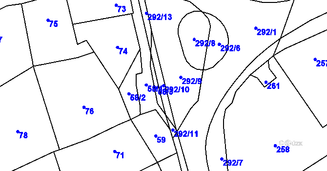 Parcela st. 292/10 v KÚ Nahošovice, Katastrální mapa