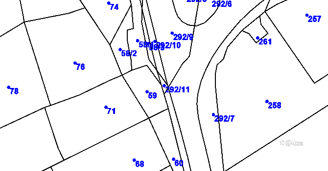 Parcela st. 292/11 v KÚ Nahošovice, Katastrální mapa