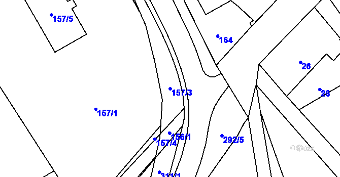 Parcela st. 157/3 v KÚ Nahošovice, Katastrální mapa