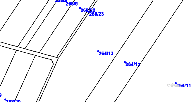 Parcela st. 264/13 v KÚ Nahošovice, Katastrální mapa