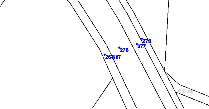 Parcela st. 264/17 v KÚ Nahošovice, Katastrální mapa