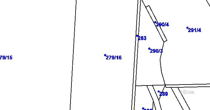 Parcela st. 279/16 v KÚ Nahošovice, Katastrální mapa