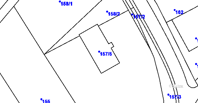 Parcela st. 157/5 v KÚ Nahošovice, Katastrální mapa
