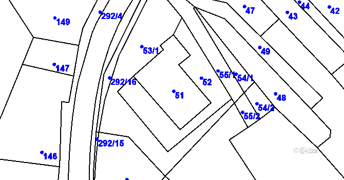 Parcela st. 51 v KÚ Nahošovice, Katastrální mapa