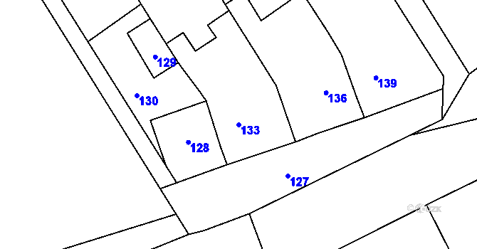 Parcela st. 133 v KÚ Nahošovice, Katastrální mapa
