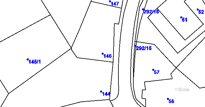 Parcela st. 146 v KÚ Nahošovice, Katastrální mapa
