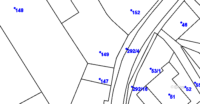 Parcela st. 149 v KÚ Nahošovice, Katastrální mapa