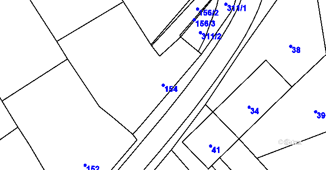 Parcela st. 154 v KÚ Nahošovice, Katastrální mapa