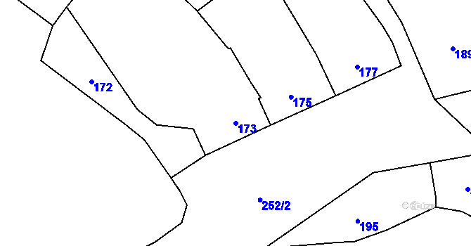 Parcela st. 173 v KÚ Nahošovice, Katastrální mapa
