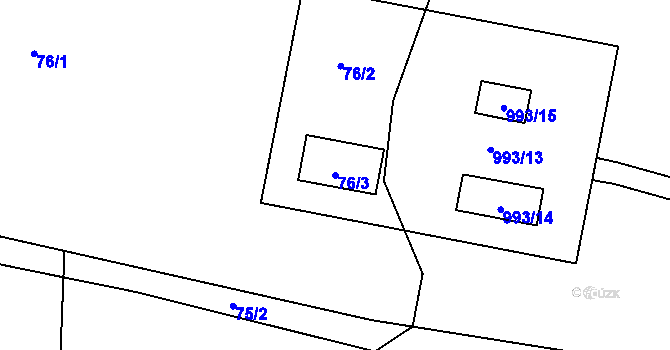 Parcela st. 76/3 v KÚ Turovice, Katastrální mapa