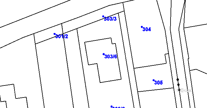 Parcela st. 303/6 v KÚ Turovice, Katastrální mapa