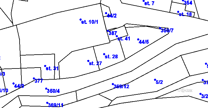 Parcela st. 28 v KÚ Drchkov, Katastrální mapa