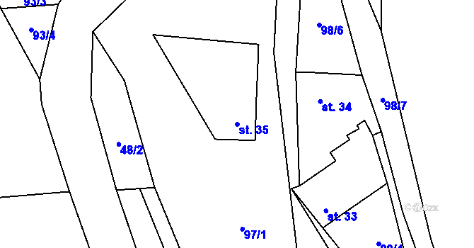 Parcela st. 35 v KÚ Drchkov, Katastrální mapa