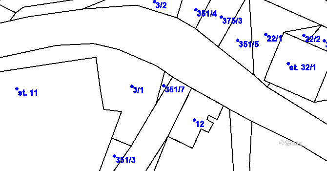 Parcela st. 351/7 v KÚ Drchkov, Katastrální mapa
