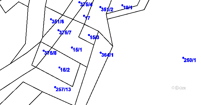 Parcela st. 364/1 v KÚ Drchkov, Katastrální mapa