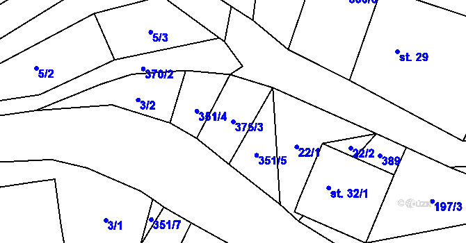 Parcela st. 375/3 v KÚ Drchkov, Katastrální mapa