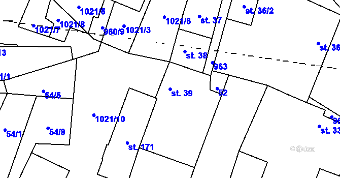 Parcela st. 39 v KÚ Dřínov u Zlonic, Katastrální mapa