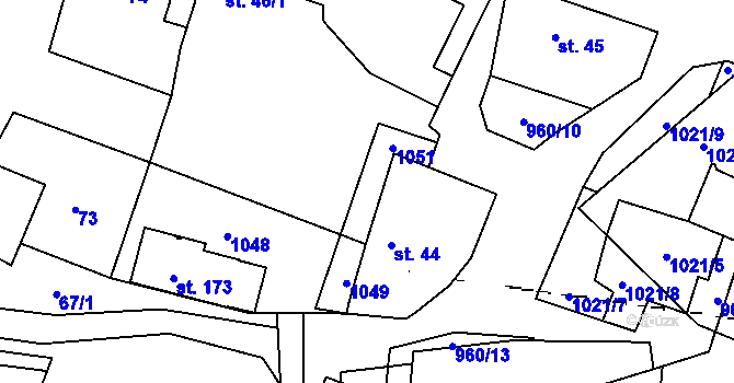 Parcela st. 46/3 v KÚ Dřínov u Zlonic, Katastrální mapa
