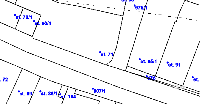 Parcela st. 71 v KÚ Dřínov u Zlonic, Katastrální mapa