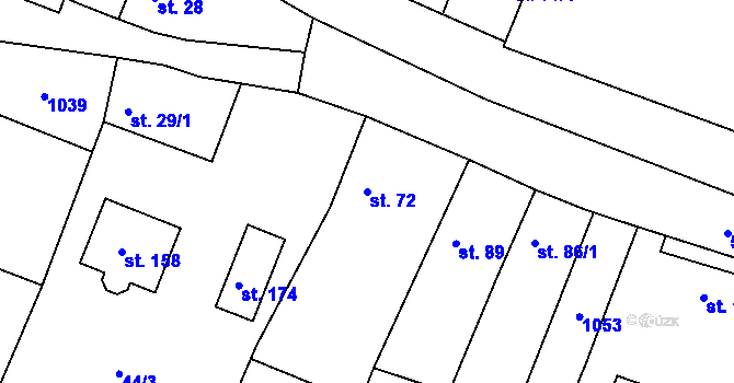 Parcela st. 72 v KÚ Dřínov u Zlonic, Katastrální mapa