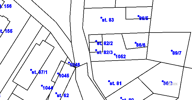 Parcela st. 82/3 v KÚ Dřínov u Zlonic, Katastrální mapa