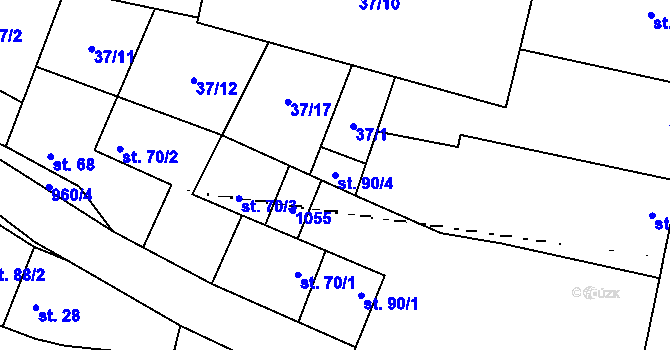 Parcela st. 90/4 v KÚ Dřínov u Zlonic, Katastrální mapa