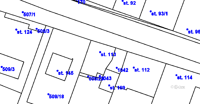 Parcela st. 113 v KÚ Dřínov u Zlonic, Katastrální mapa
