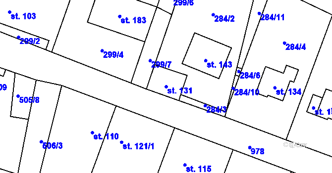 Parcela st. 131 v KÚ Dřínov u Zlonic, Katastrální mapa