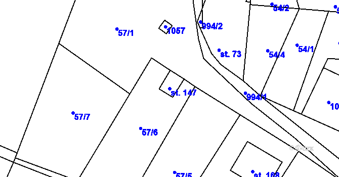 Parcela st. 147 v KÚ Dřínov u Zlonic, Katastrální mapa