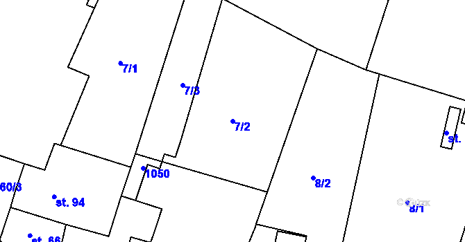 Parcela st. 7/2 v KÚ Dřínov u Zlonic, Katastrální mapa