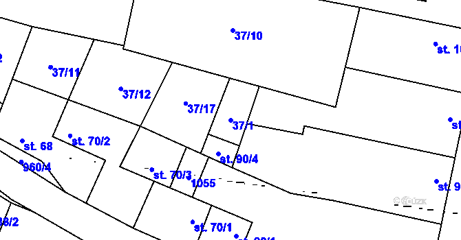 Parcela st. 37/1 v KÚ Dřínov u Zlonic, Katastrální mapa
