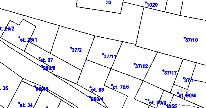 Parcela st. 37/11 v KÚ Dřínov u Zlonic, Katastrální mapa