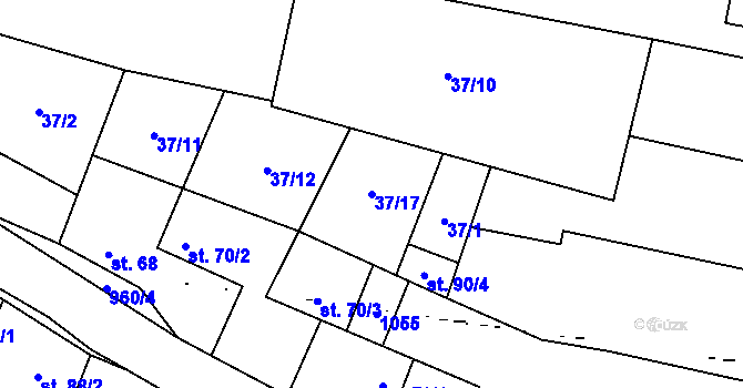 Parcela st. 37/17 v KÚ Dřínov u Zlonic, Katastrální mapa