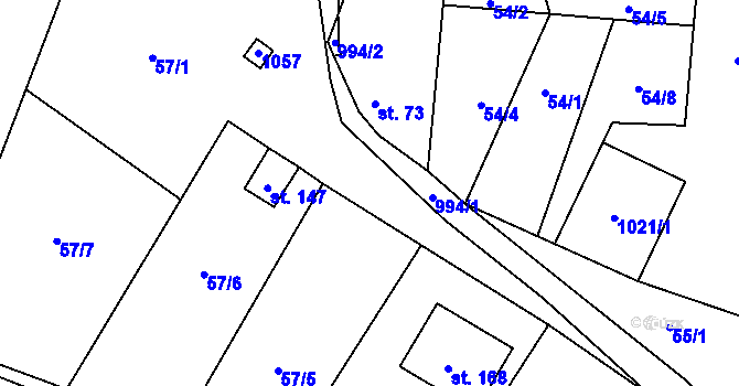 Parcela st. 56/1 v KÚ Dřínov u Zlonic, Katastrální mapa