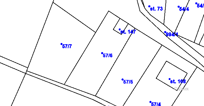 Parcela st. 57/6 v KÚ Dřínov u Zlonic, Katastrální mapa